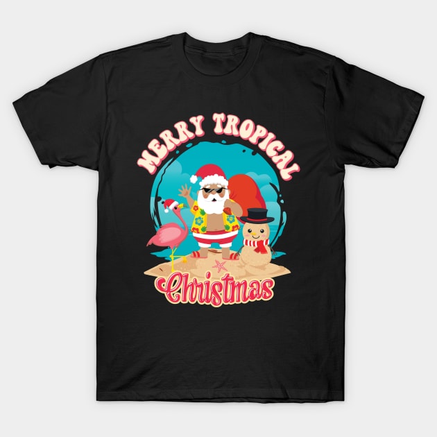 Merry Tropical Christmas - Hawaii Beach Tropical Xmas T-Shirt by Graphic Duster